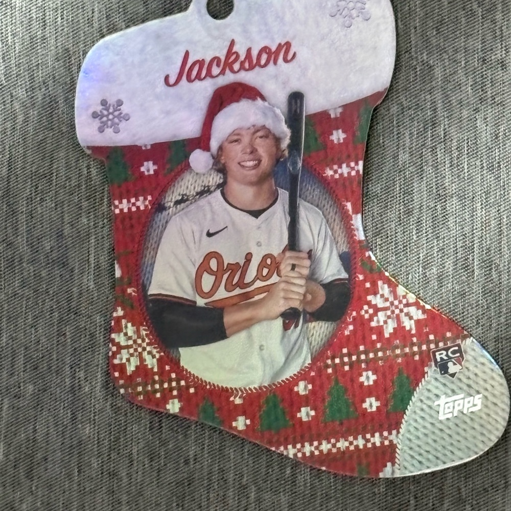 2/$10 Jackson Holiday Topps Holiday Baseball Stocking Ornament - Red and White